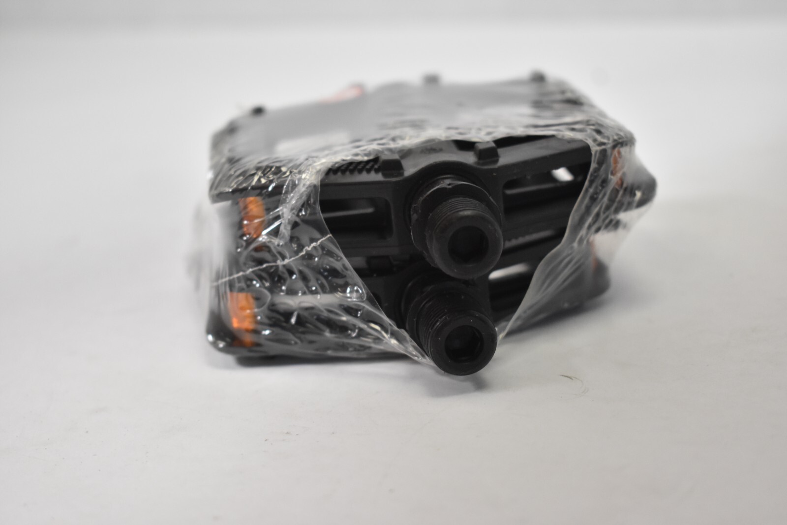 State Bicycle Bike Pedals Replacement Pair Black Orange Reflectors Screw On