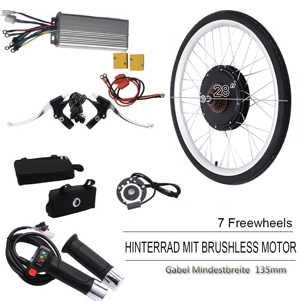 28″ 48V 1000W Electric Bicycle Motor Conversion Kit Rear Wheel E-Bike Hub Motor