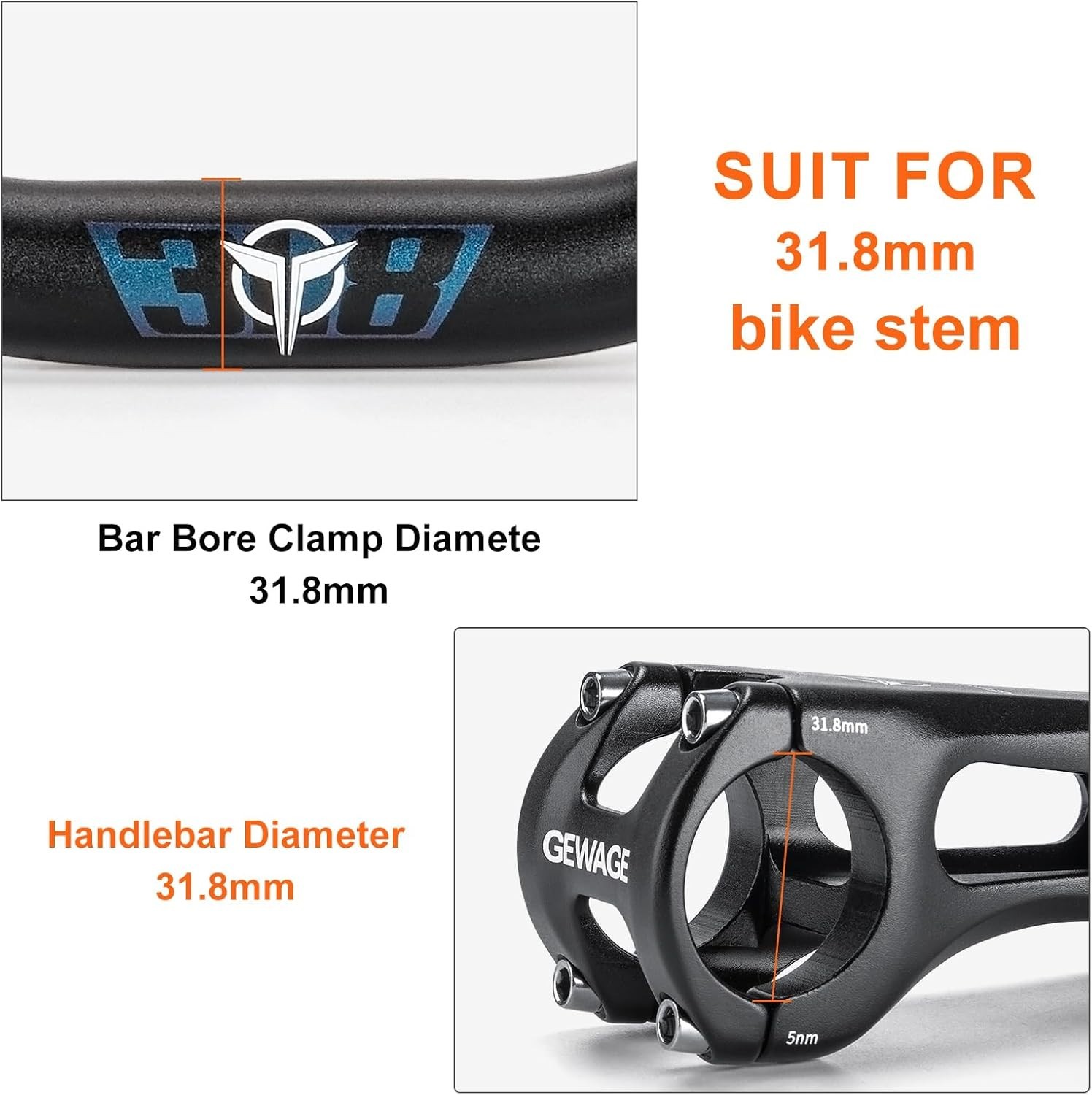 31.8 Bike Handlebar – 25mm, 55mm, 70mm, 90mm,120mm Riser Handlebar – 780mm Al…