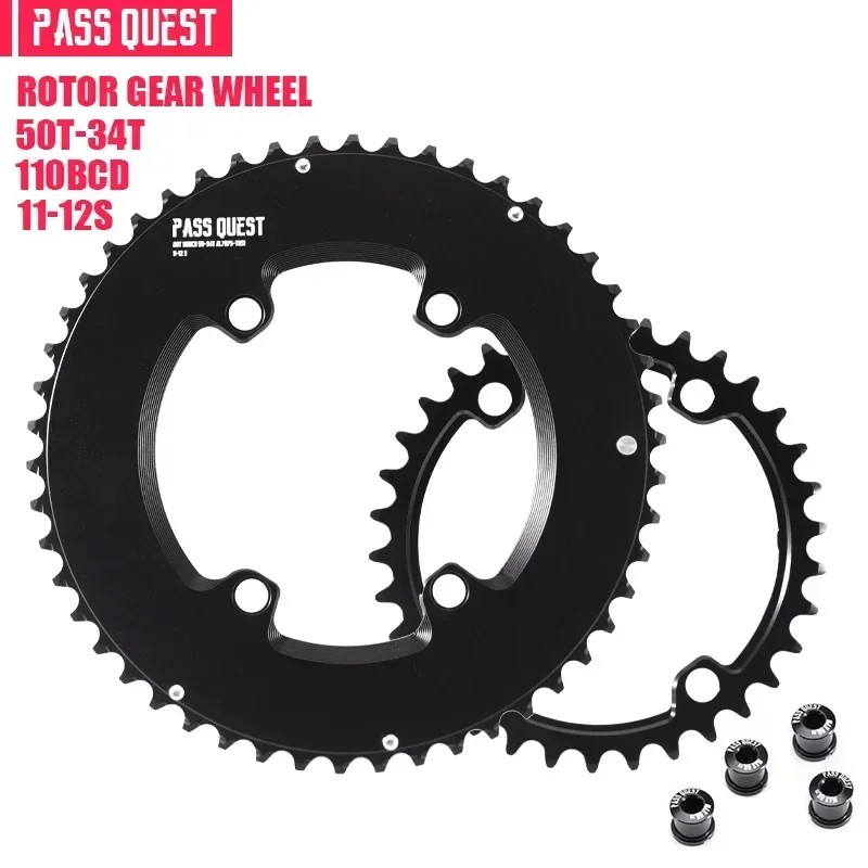 PASS QUEST 110 BCD Double Chainring for ROTOR VEGAST ALDHU Road Bike Crown