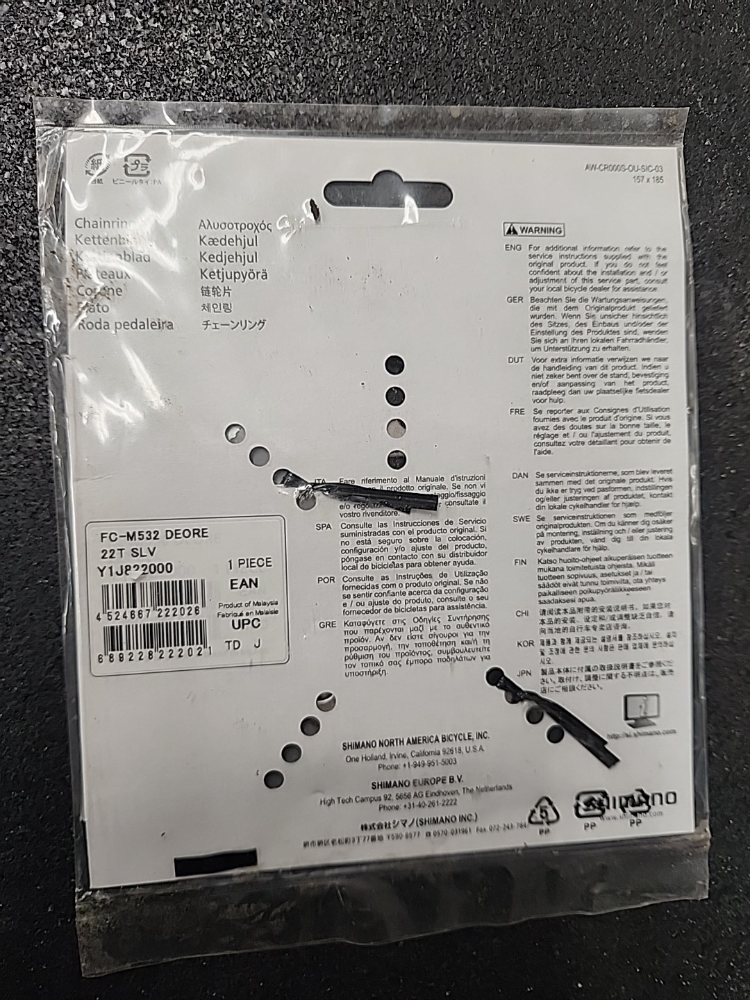 Shimano Chainring 3x9s 64mm 22t New