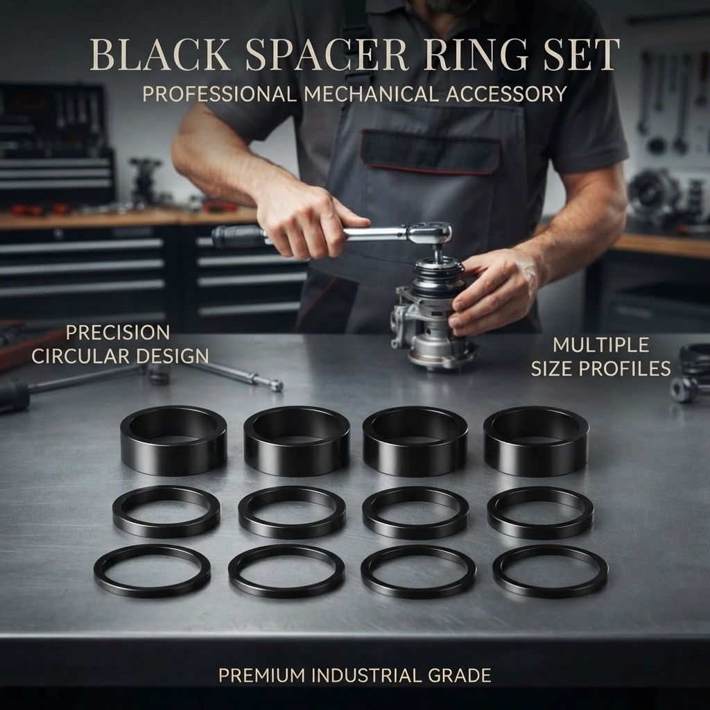 8PCS Bike Headset Spacer Set 1-1/8″ Aluminum Alloy Stem Spacers 2/3/5/10mm Black