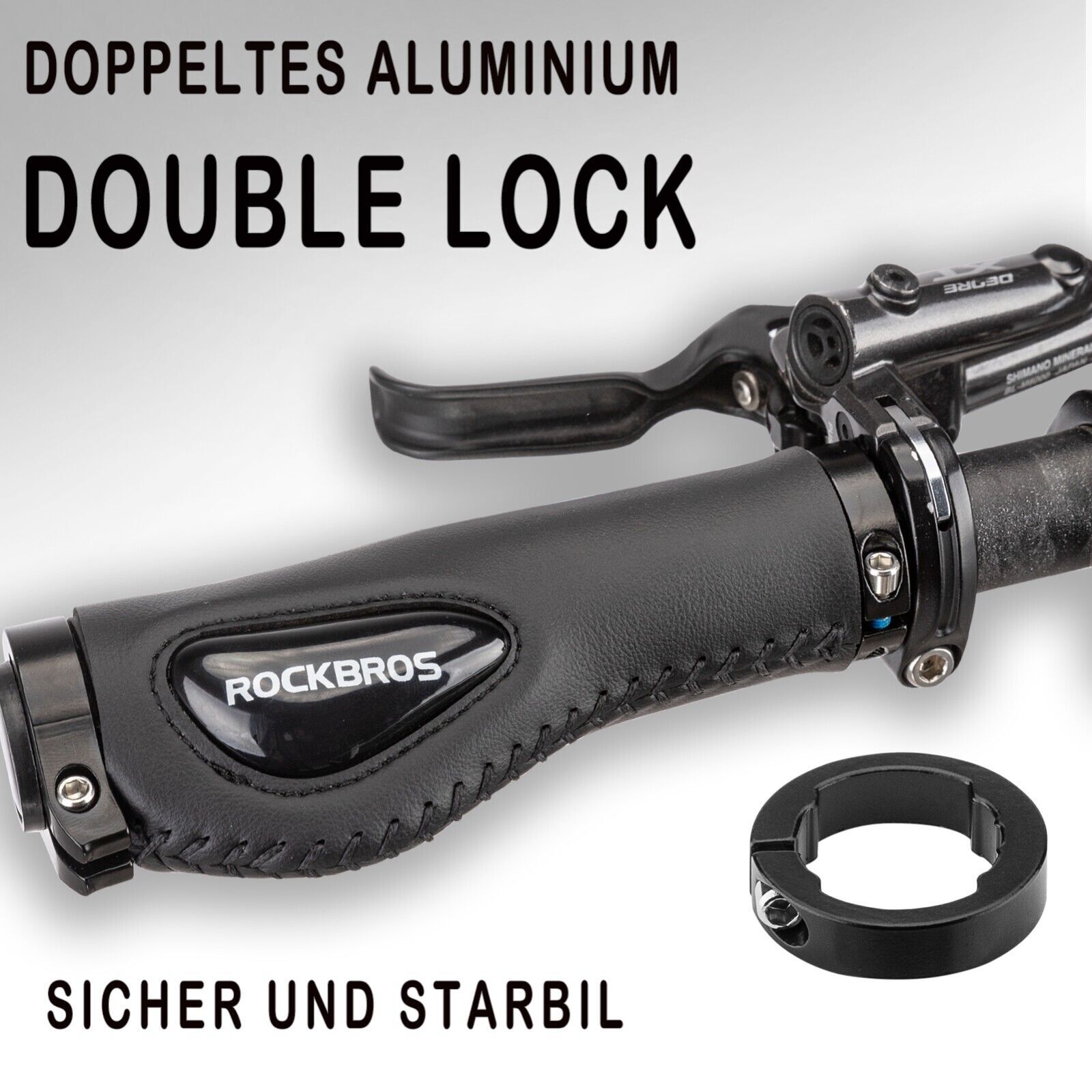 ROCKBROS Cycling Handlebar Grips Bike Double Lock Rubber Grips Anti-skid Soft