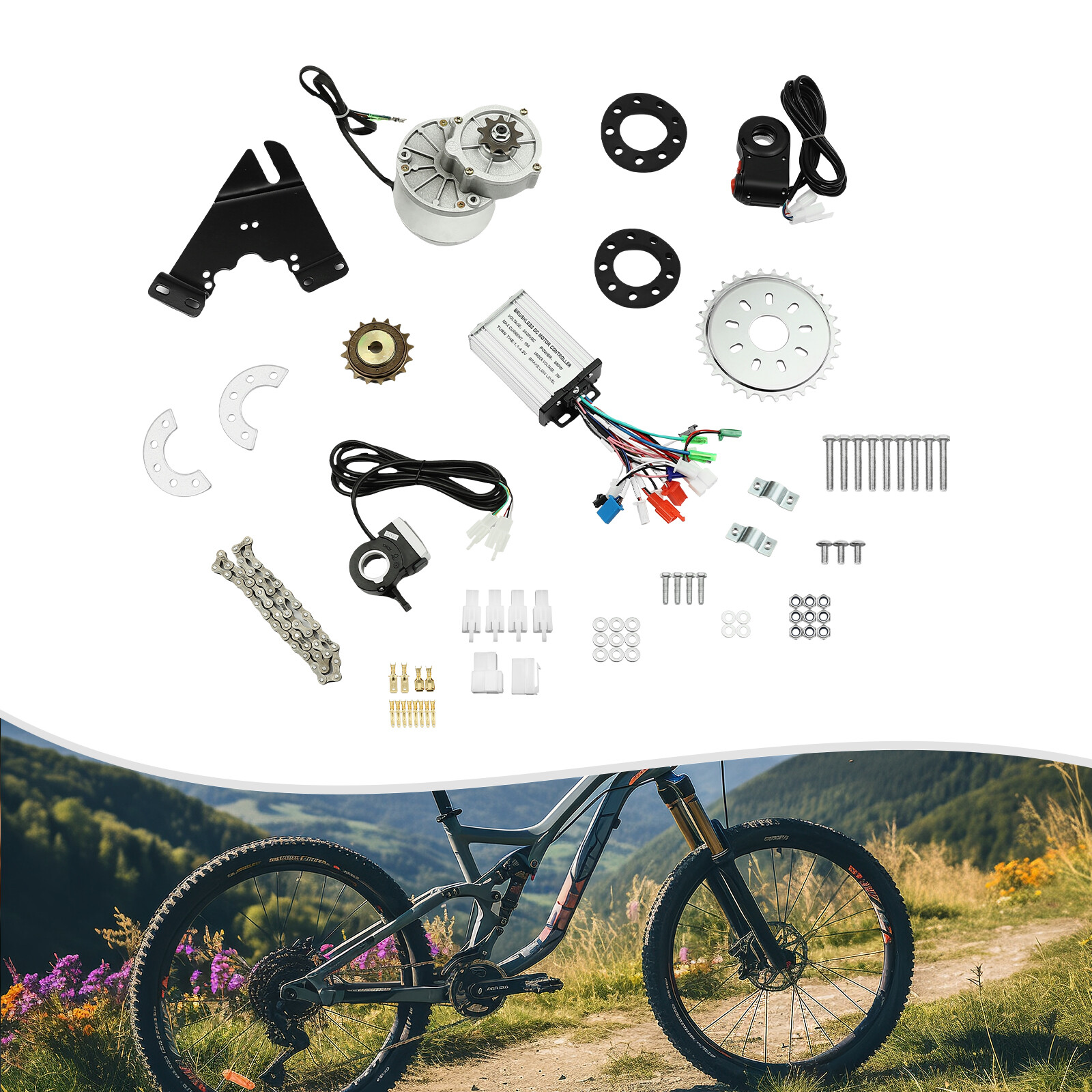 Electric Bike Conversion Kit E-Bike Mountain Bike Conversion Motor Freewheel Set
