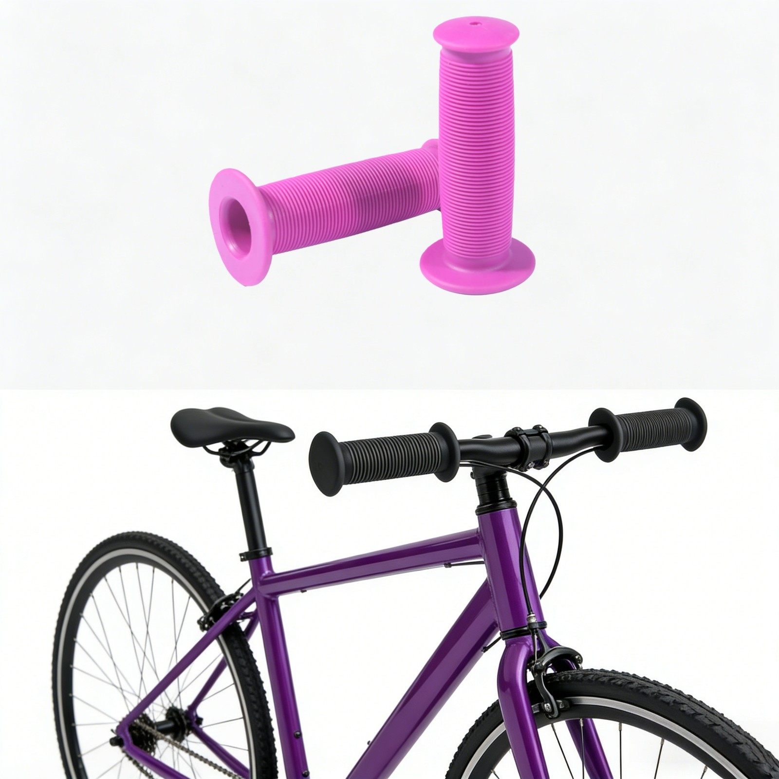 Pink Soft Rubber Handlebar Cover Two-Wheeler Universal Comfortable Non-Slip