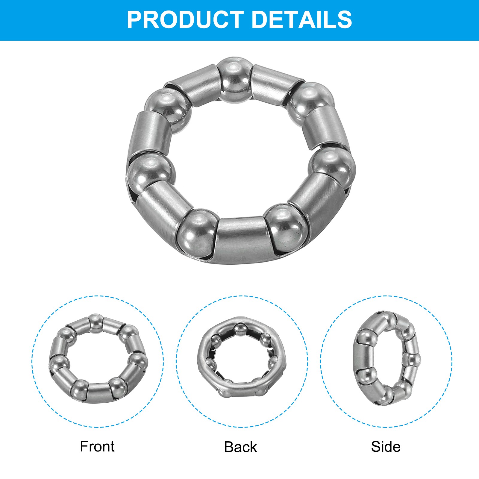 4 Pack Bike Ball Crank Bearing 38mm x 7 Balls Bicycle Bearings Silver