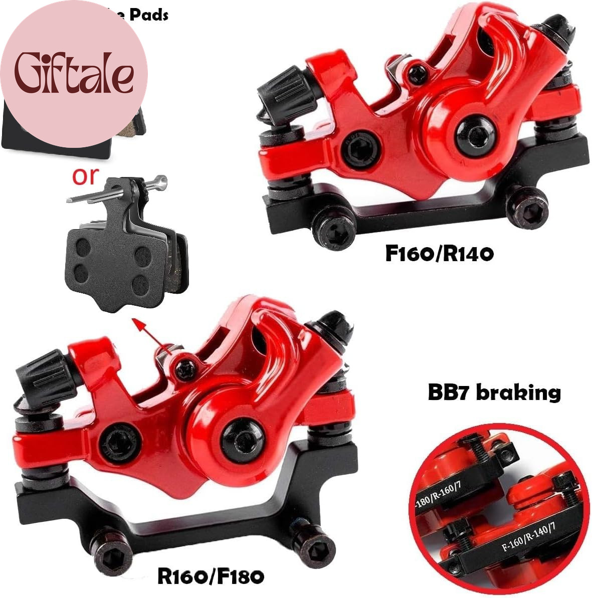 Bike Disc Brake Kit,Bike Front and Back Disc Brake Kit-Calipers,2 Pcs Stainless