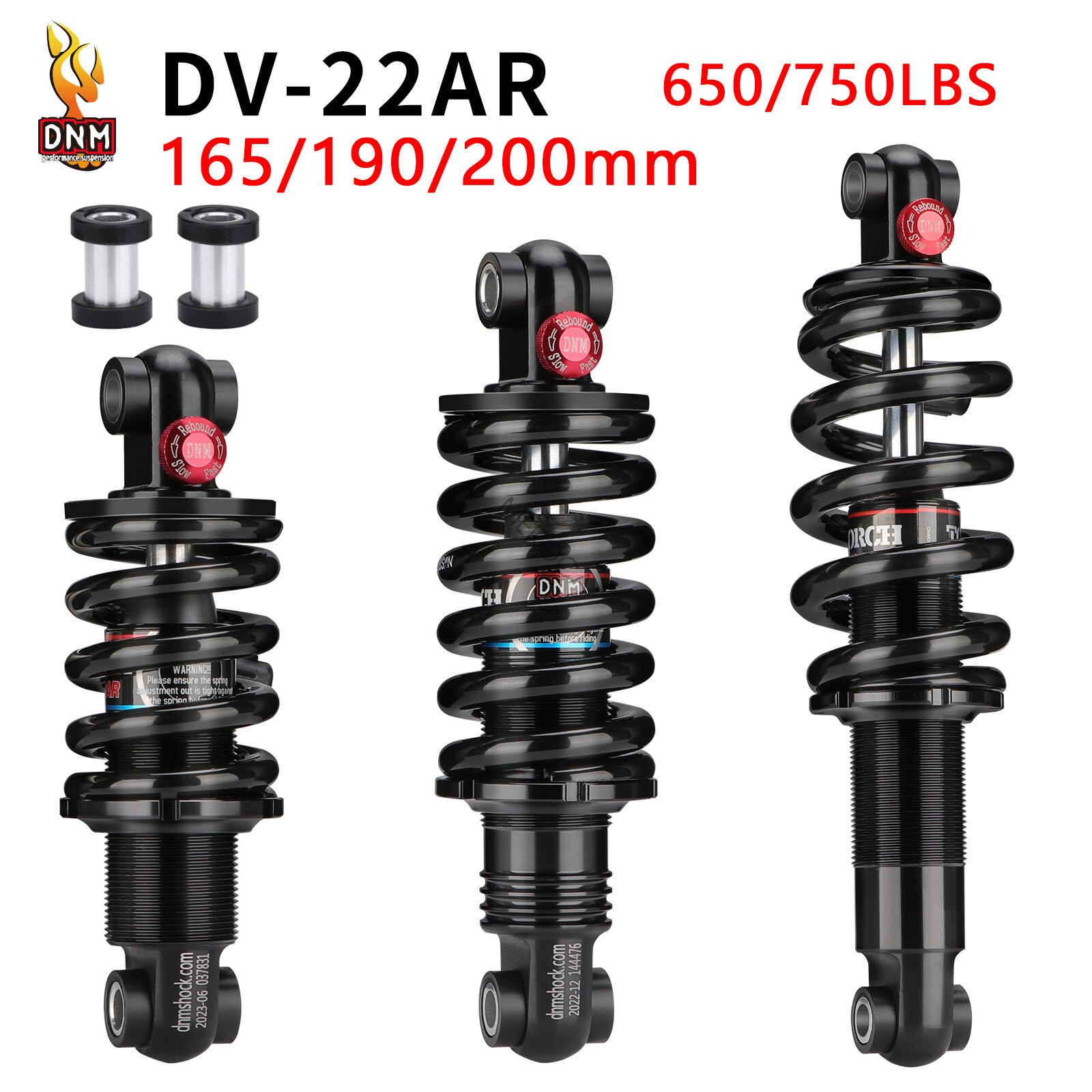 DNM DV22AR Mountain Bike Biycle Coil Spring Rear Shock 165/190/200mm 650/750LBS