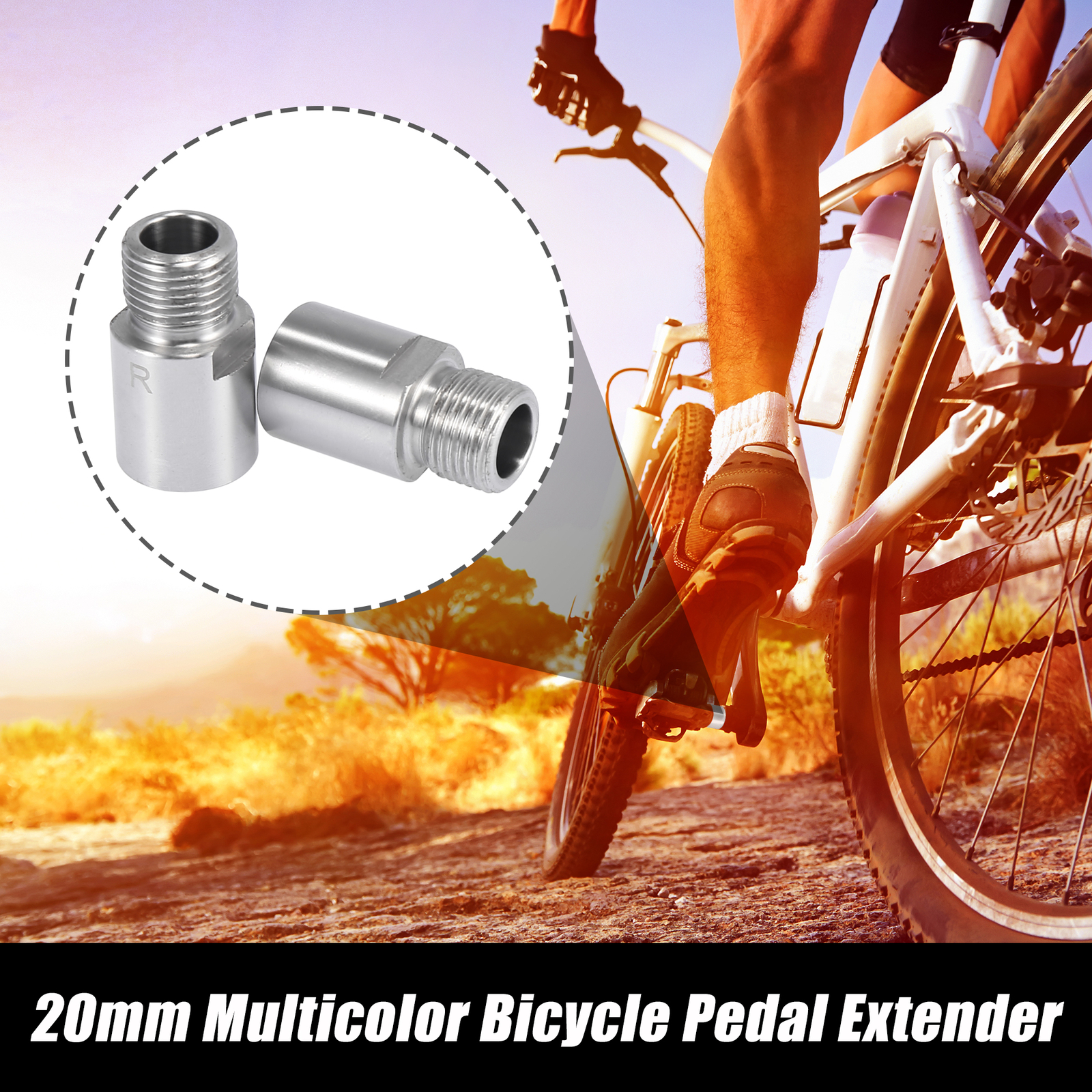 Pair of 1 Bicycle Pedal Extender Adapter Extended Pedal Spacer Silver Tone