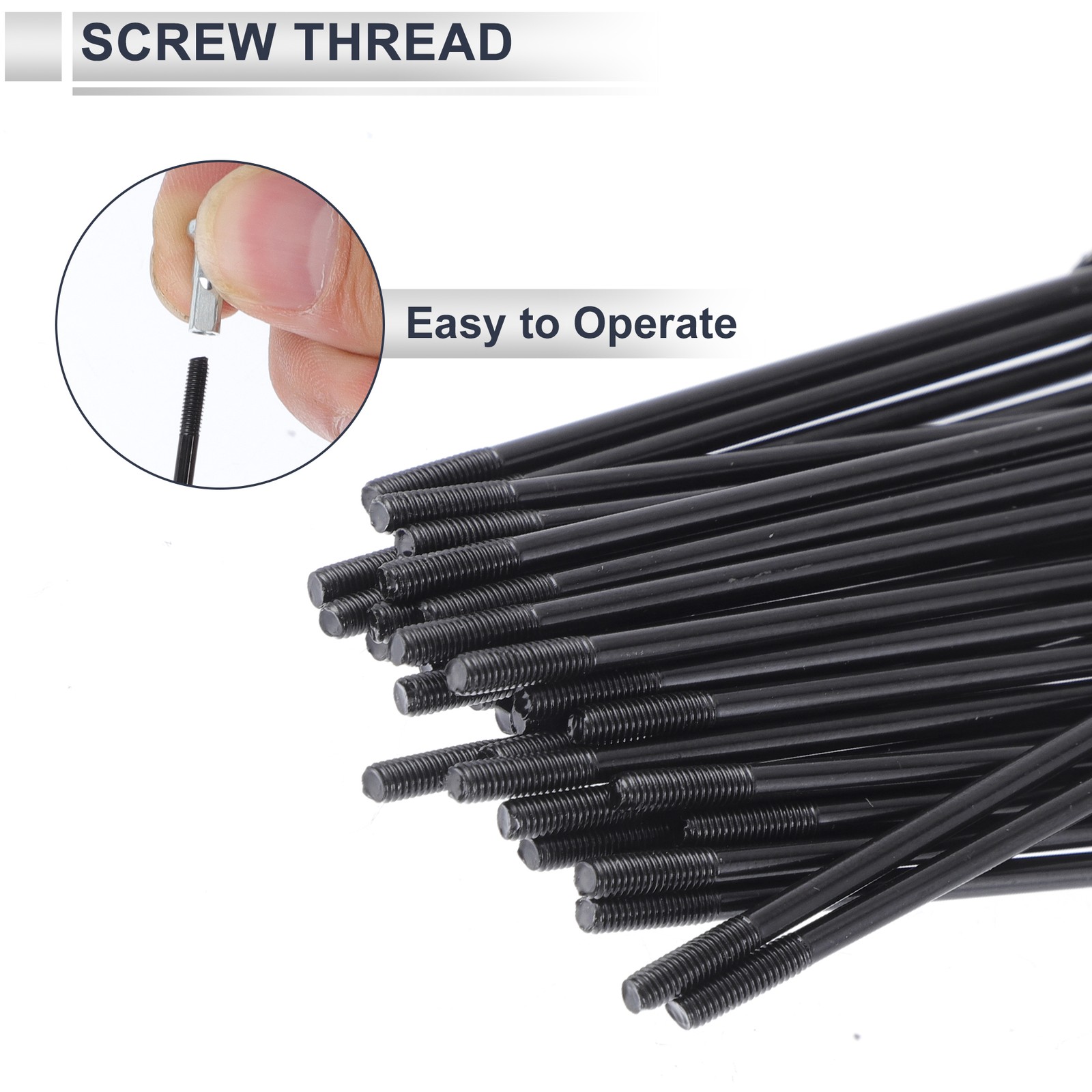 13G 78mm Universal Black Steel Nipple Bicycle Spokes Set