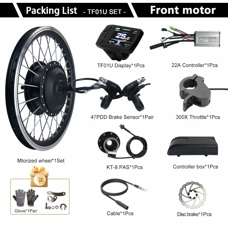 36V 48V 250W 350W 500W Mountain Electric Bike Brushless Front Wheel Hub Motor