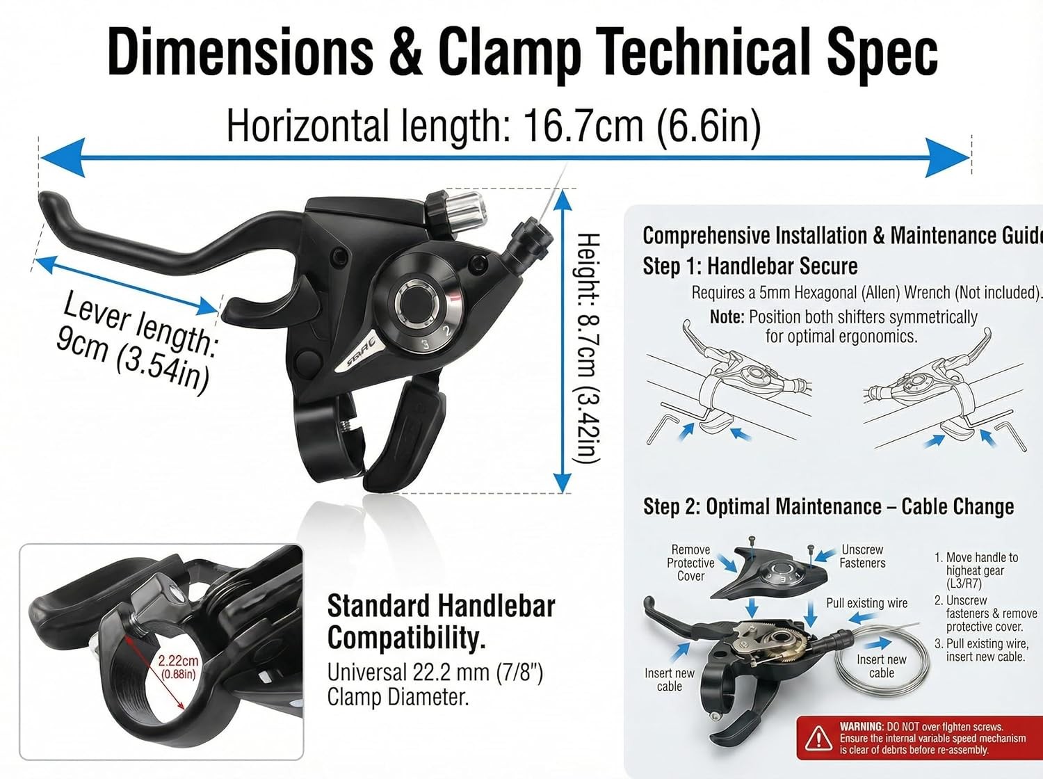 Shimano 3×7 Speed Bike Shifter Brake Levers Combo 21-Speed Integrated Gear