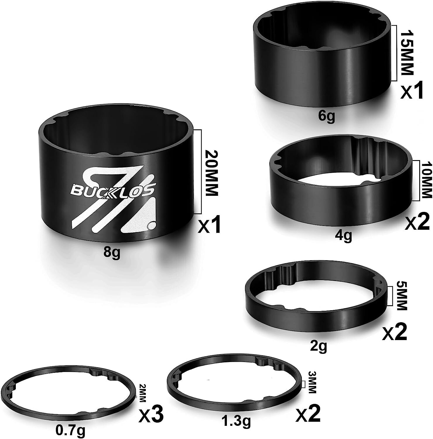 Aluminum Stem Washers Headset Spacers 1-1/8″ Threadless MTB XC Bike Headset Part