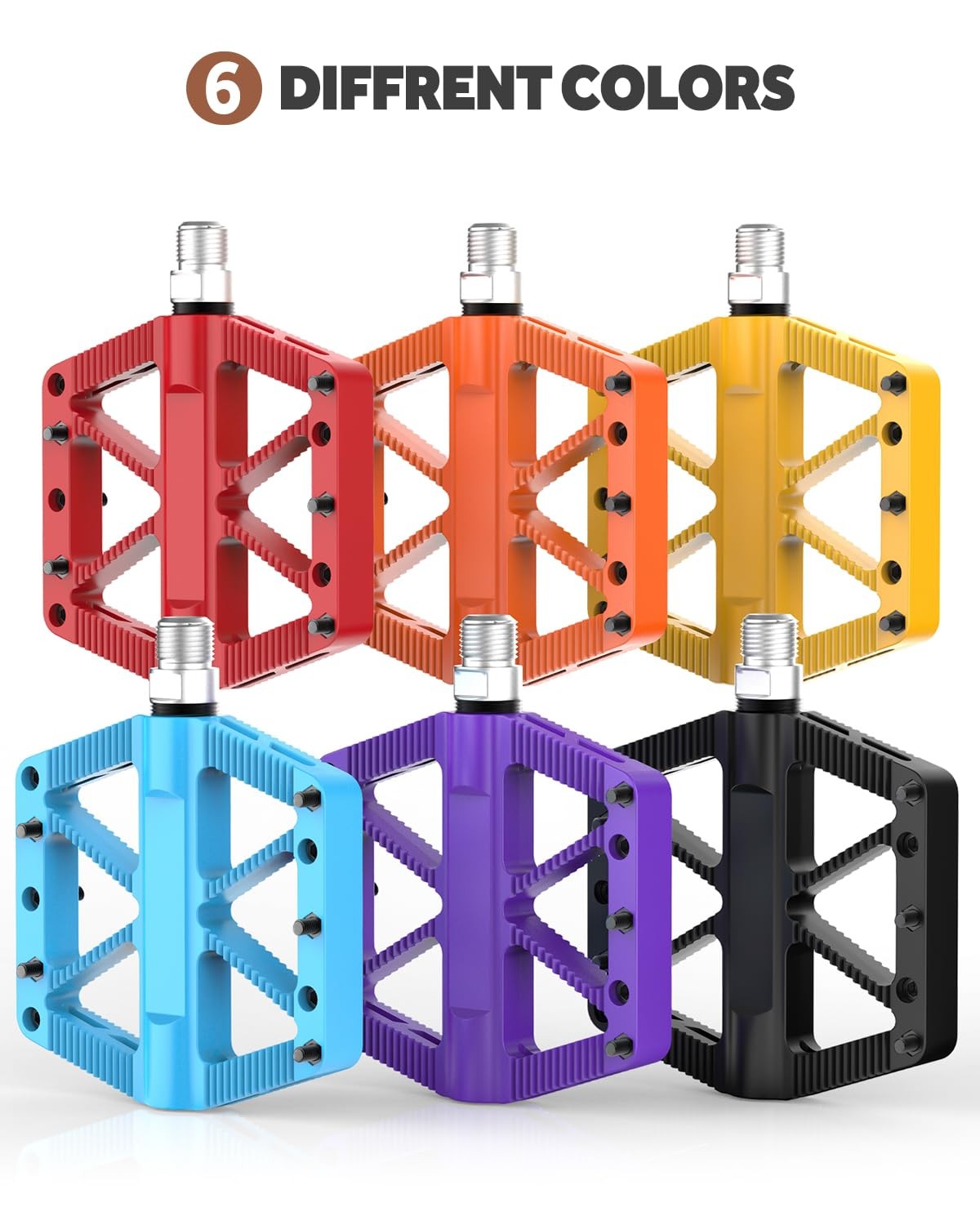 Bike Pedals, Mountain MTB BMX Pedals, 9/16″ Bicycle Pedals, Lightweight Non-S…