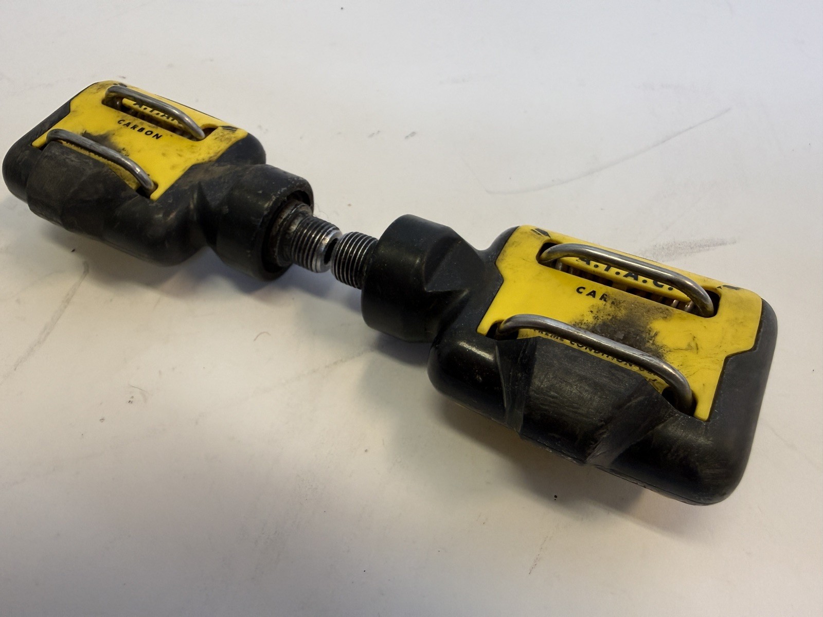 Vintage Time ATAC Clipless Pedals Yellow 9/16 In MTB Mountain Bike 90s ATB