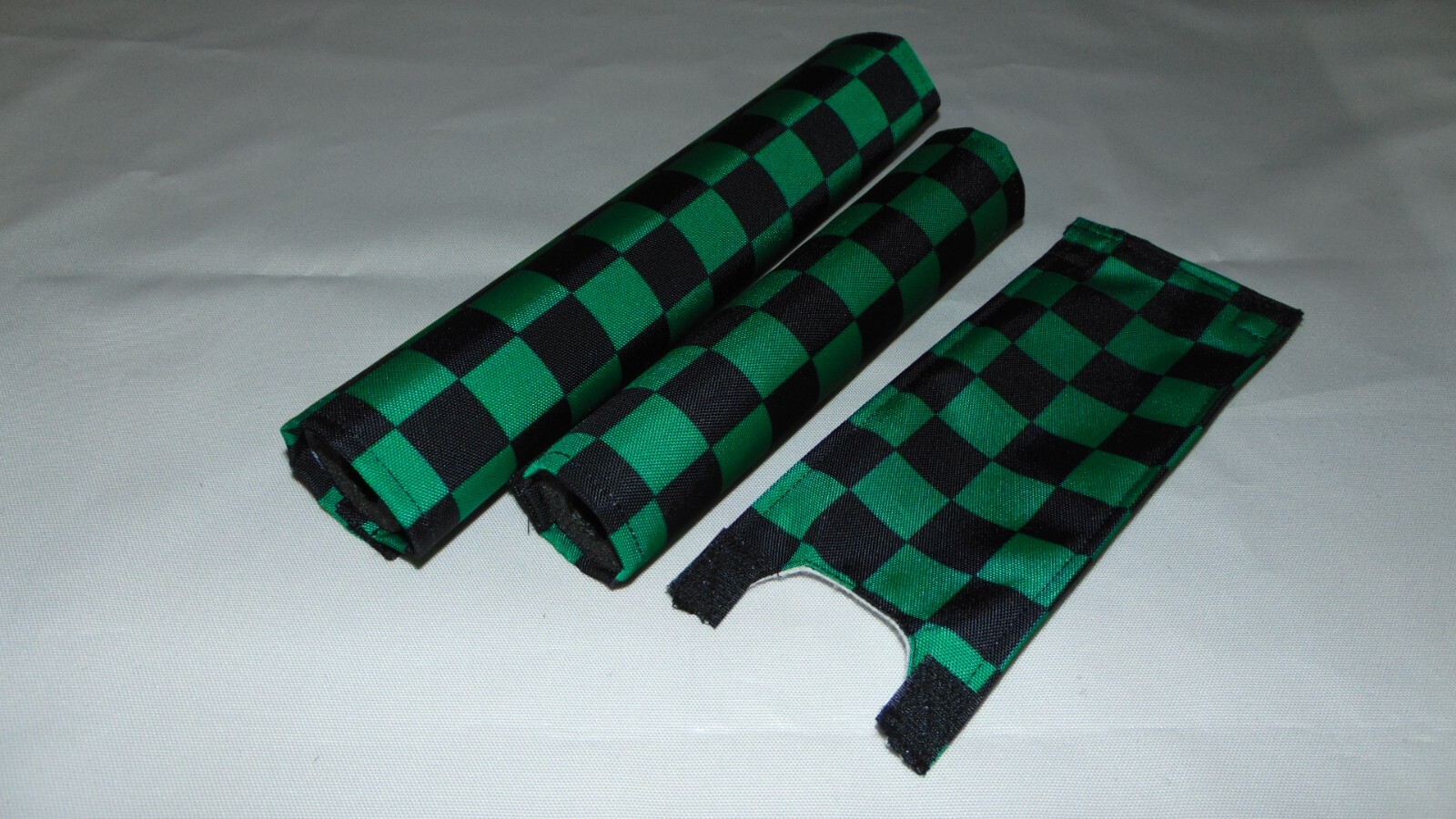 CHECKERED CLASSIC BIKE BMX PAD SET STEM HANDLEBAR TOP TUBE PADSET BLACK GREEN