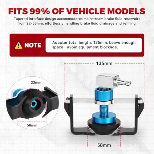 Adjustable 22-58mm Master Cylinder Adapters Universal Brake Bleeder Adapter