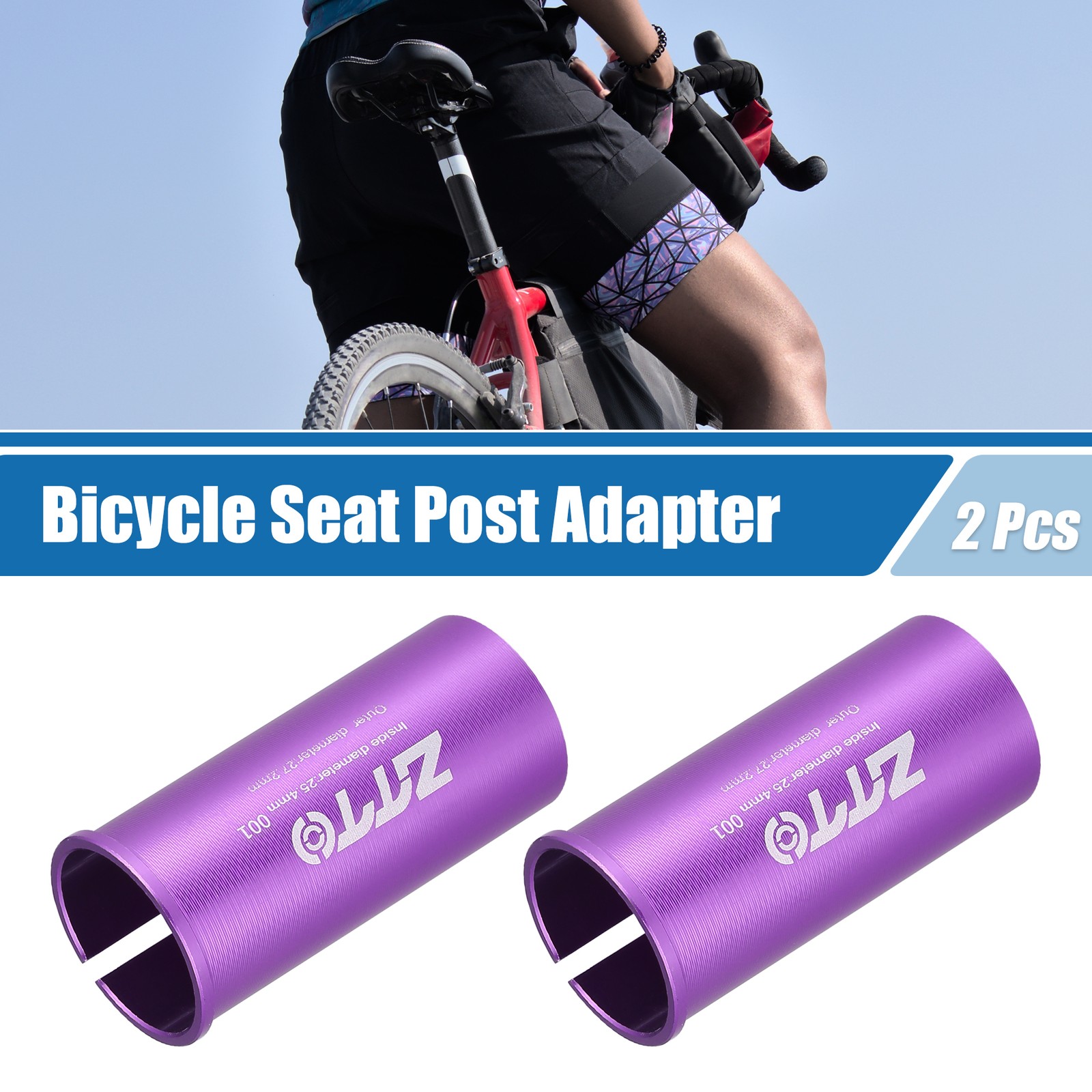 2pcs 25.4mm 1″ ID 27.2mm 1.07″ OD Seatpost Shim Adapter for Bicycle Purple