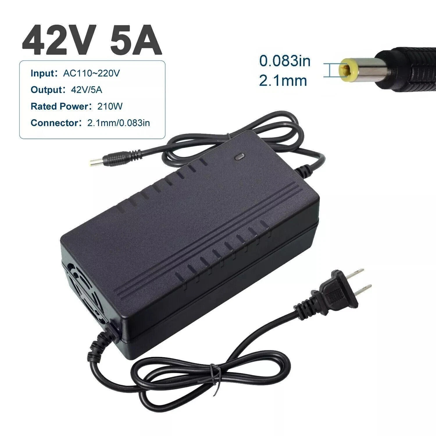 42V 5A Smart Charger DC 5.5×2.1mm Plug for 36V Bicycle Lithium Li-ion Battery