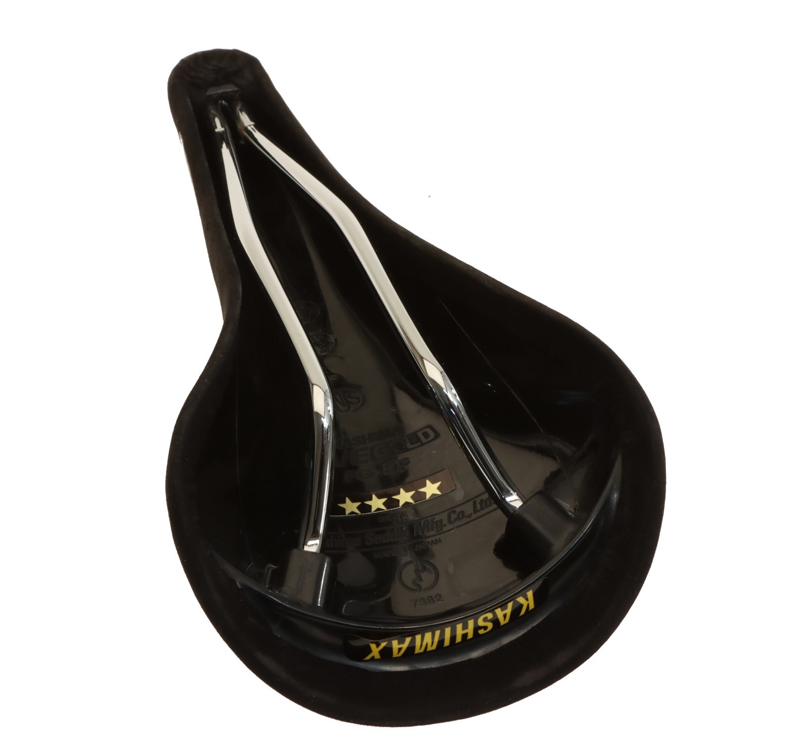 Kashimax Five Gold 8P Keirin Track Saddle NJS 30mm Rails Black Suede NEW NOS