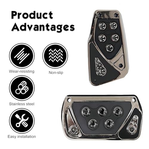 Car Pedal Pads, Anti-slip Transmission Brake and Accelerator Pedal 2 PCS Black