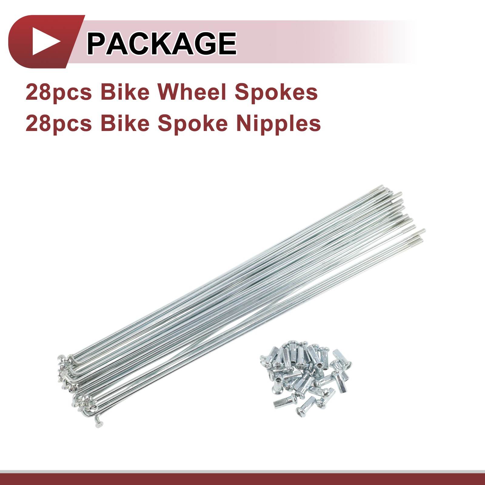 12G Bicycle Spoke 243 mm Bike Wheel Spoke Carbon Steel Galvanized Silver Tone