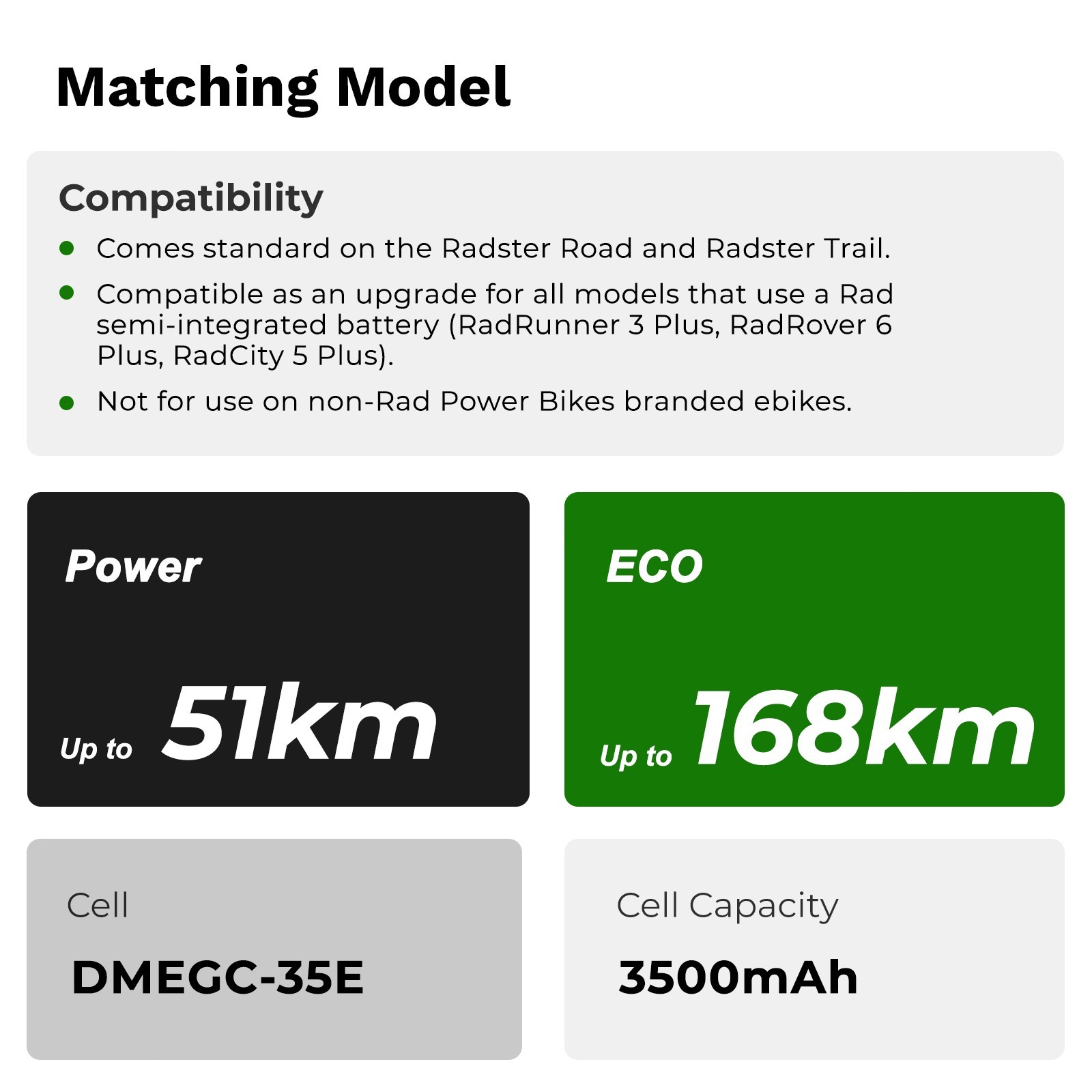 Rad Power Ebike Battery 48V 14Ah RadCity 5 Plus RadRover 6 Plus RadRunner 3 Plus
