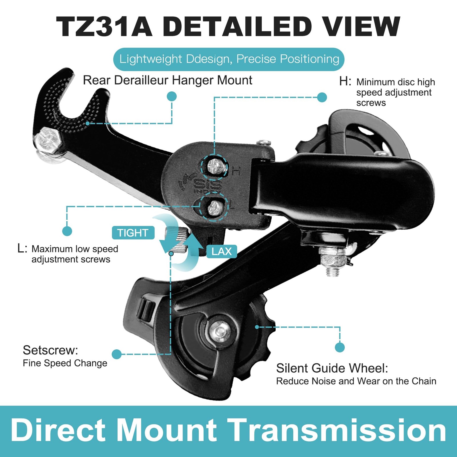 Aikolesa Rear Derailleur Rd-Tz31A 6/7 Speed Hanger Mount Derailleur For