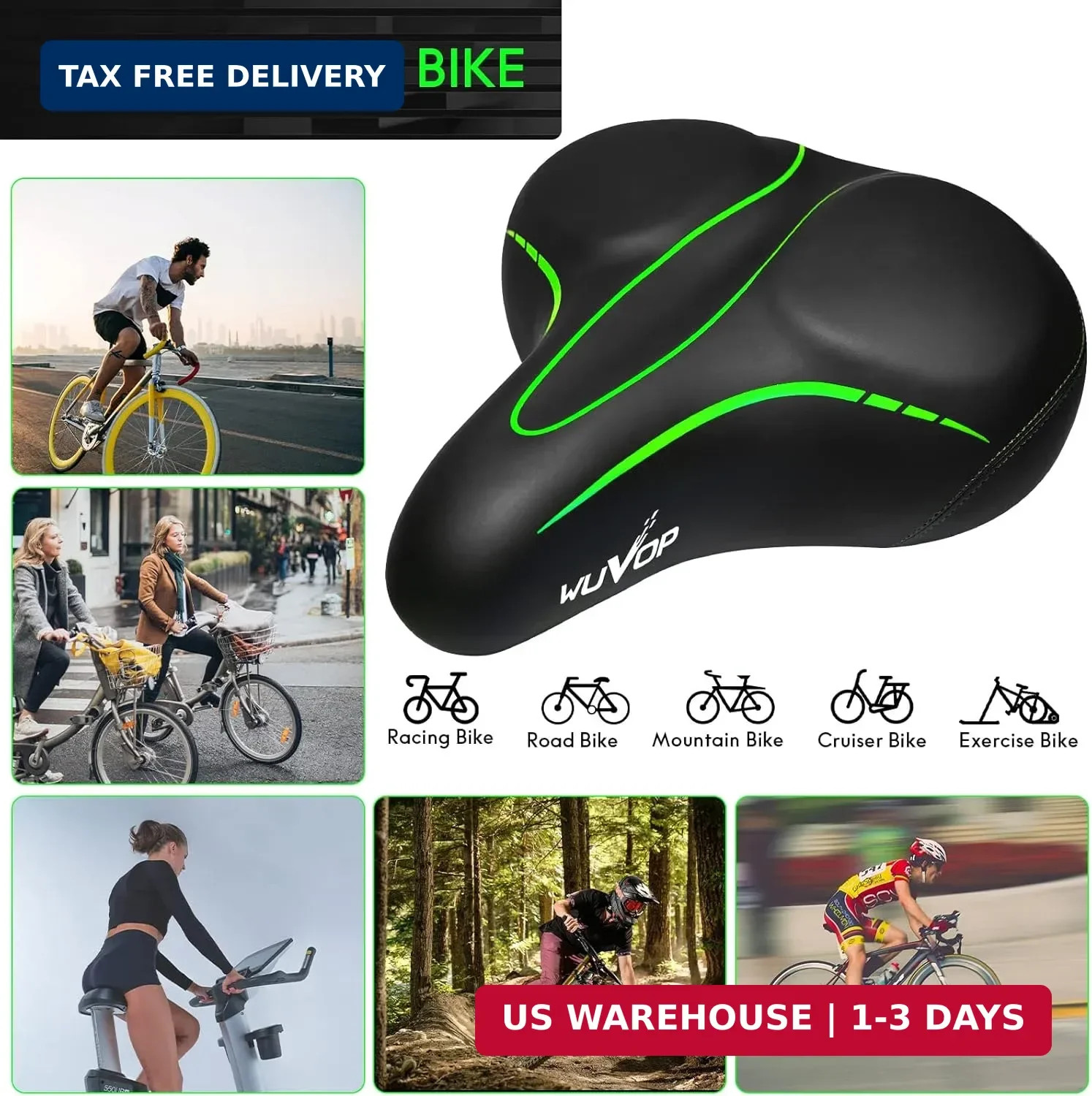 Oversized Bike Seat, Wide Bicycle Seat for Women Men Comfort, Universal Waterpro
