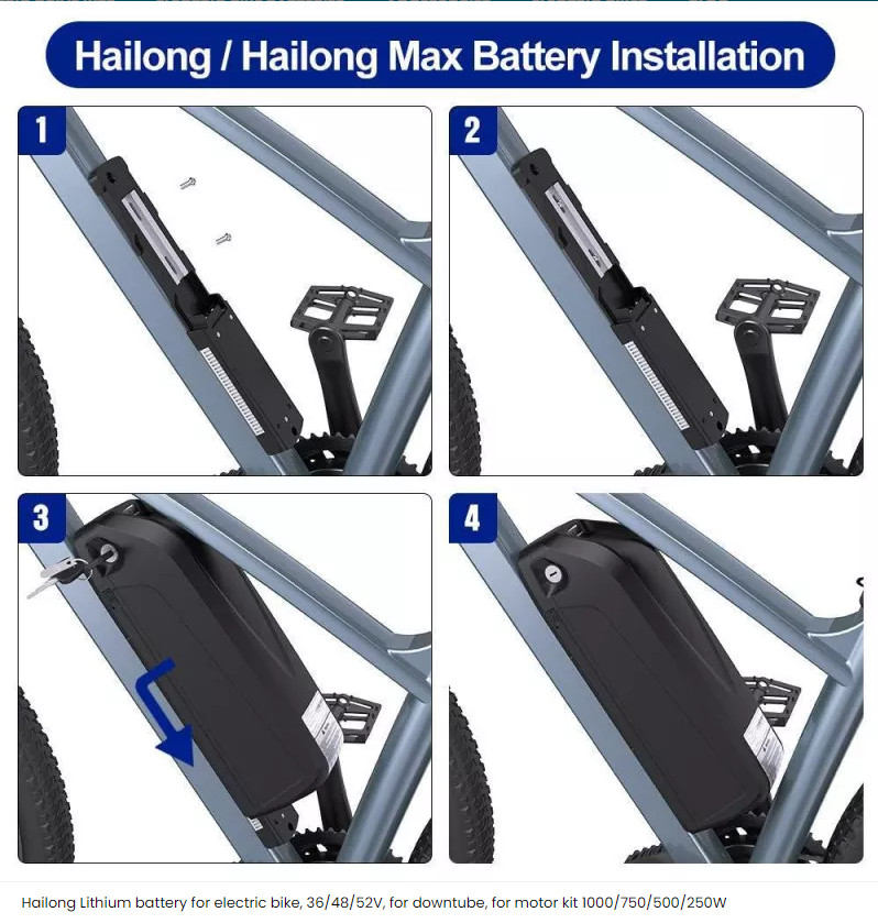Ebike Battery 52V 48V 15Ah 20Ah 30Ah 1500W Hailong Electric Bike Battery Lithium