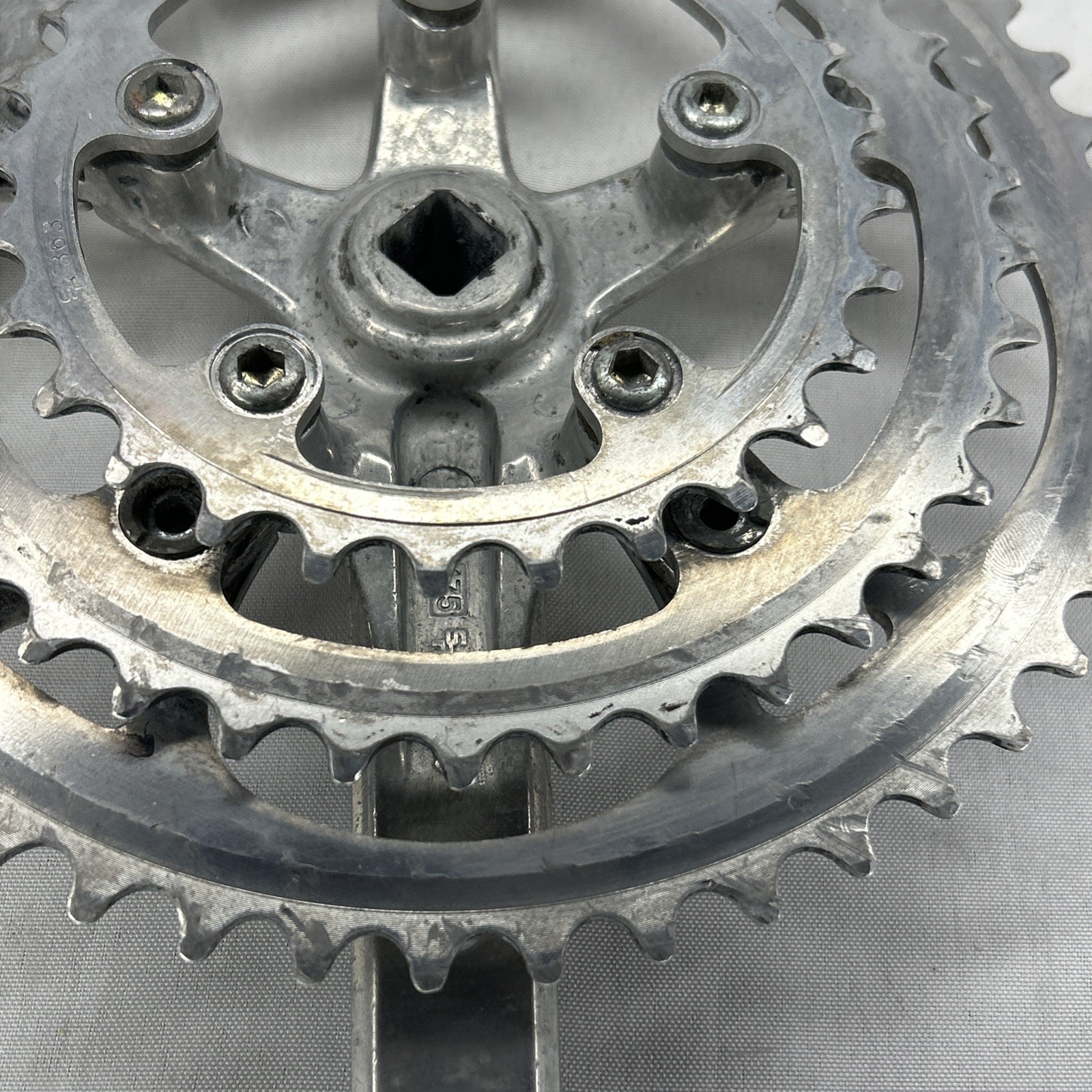 Vintage SR Sakae SA Crankset 175 mm 5-Bolt 110 BCD Square Taper Triple Silver