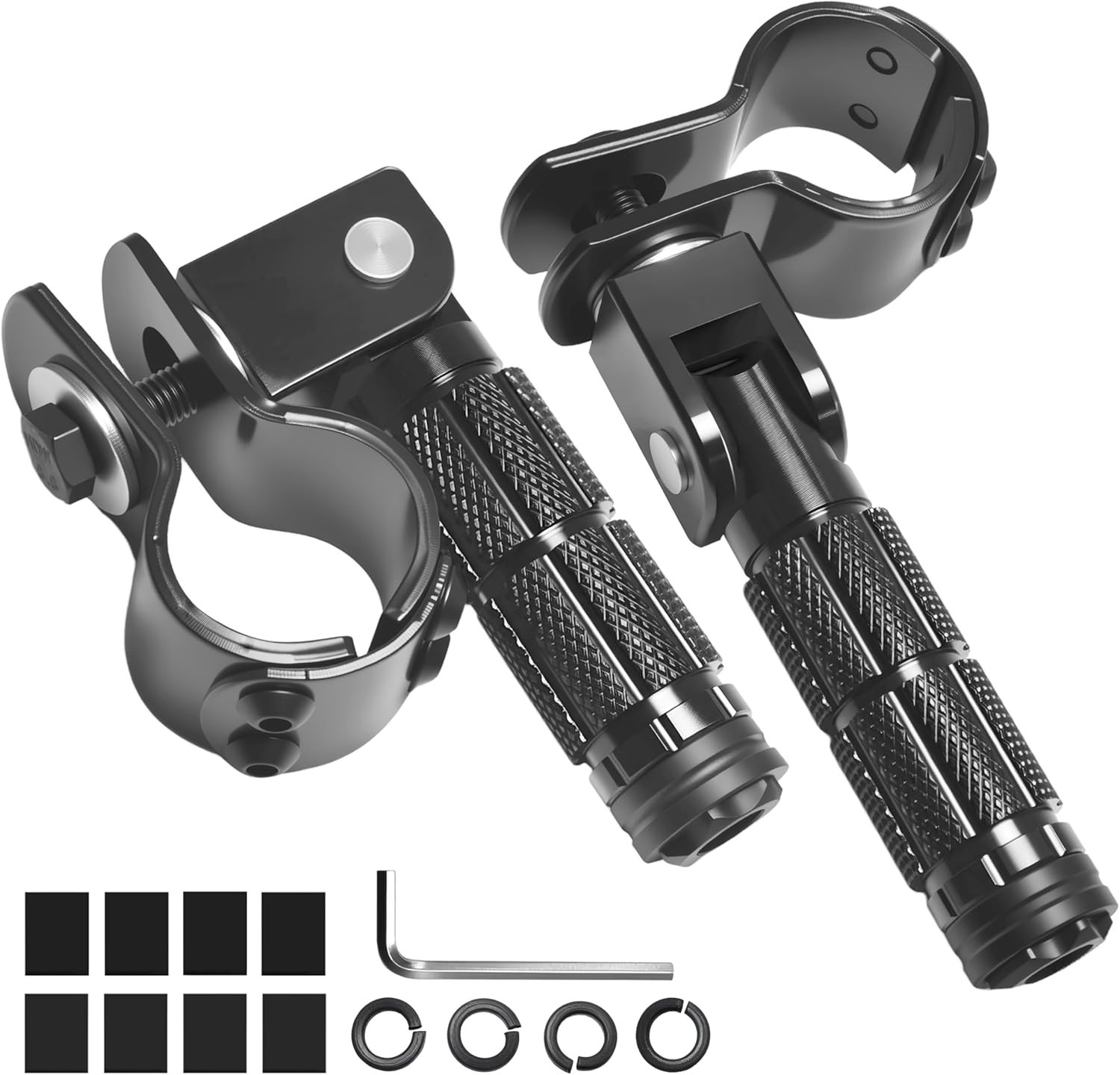 Motorcycle Foldable Foot Pegs Pair of Motorcycle Foot Pegs Clamp Footrest black