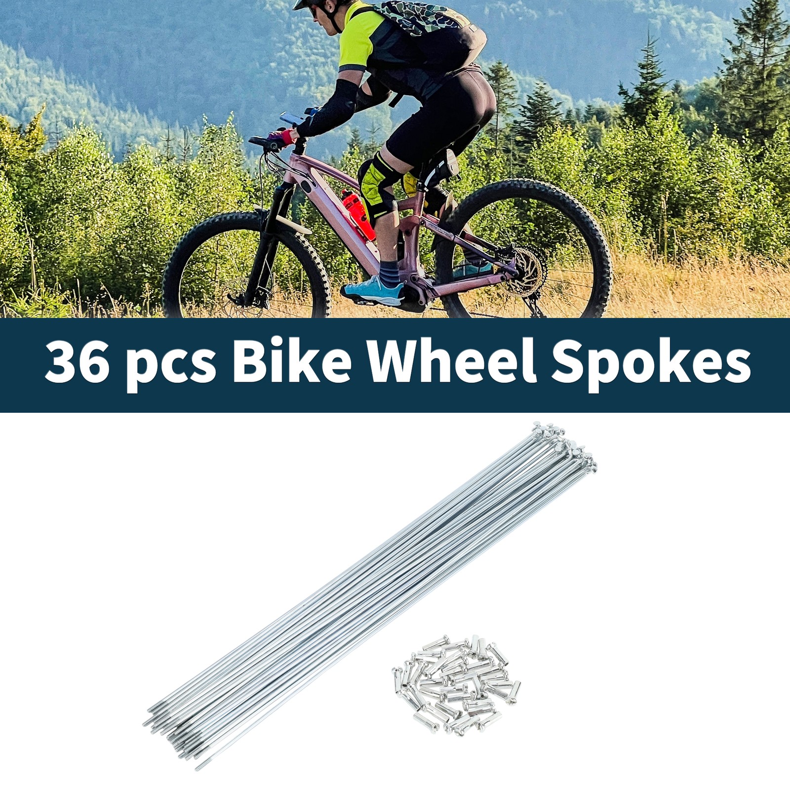 1 Set 14G 280mm Length Bicycle Spokes Nipple Carbon Steel Galvanized Universal