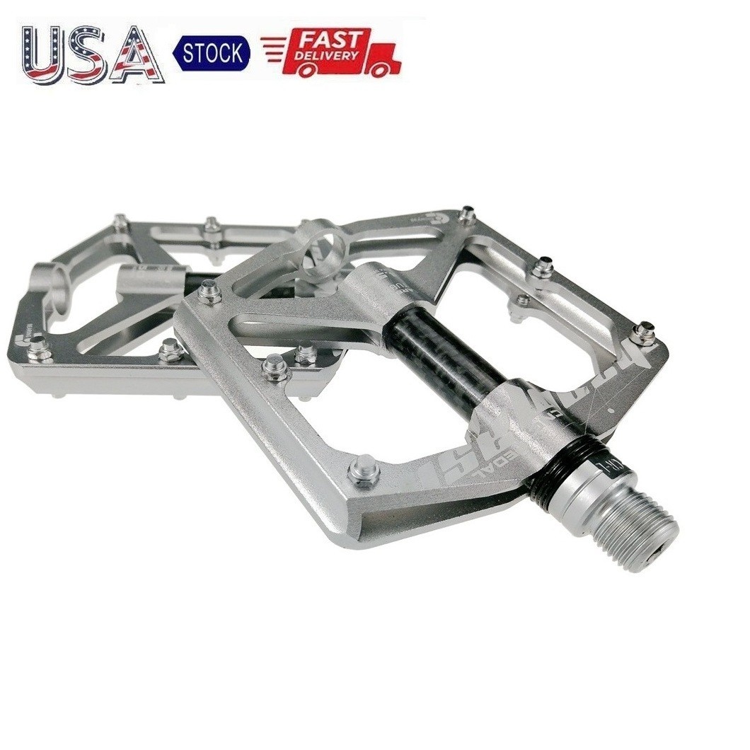 Aluminum Carbon tube Road MTB Mountain Bike XC Bicycle Pedal Flat Pedals Gray