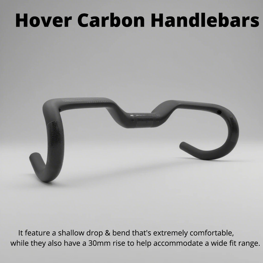 30mm Rise Carbon Fiber Gravel Road Bike Handlebar 400-440mm Internal Cable