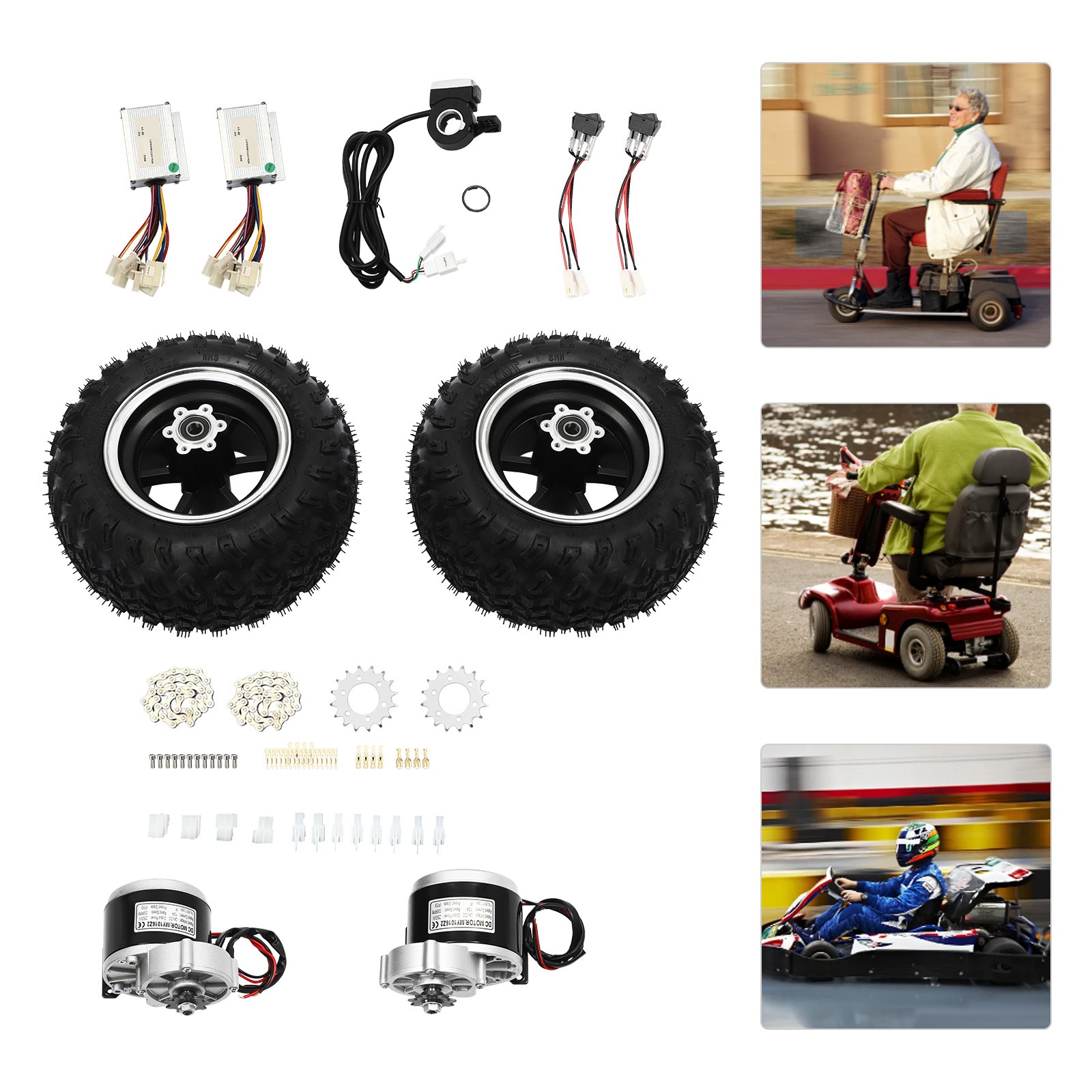 10″ 24V 250W Electric Cart ATV Motor Air Wheel Set Beach Scooter Conversion Kit