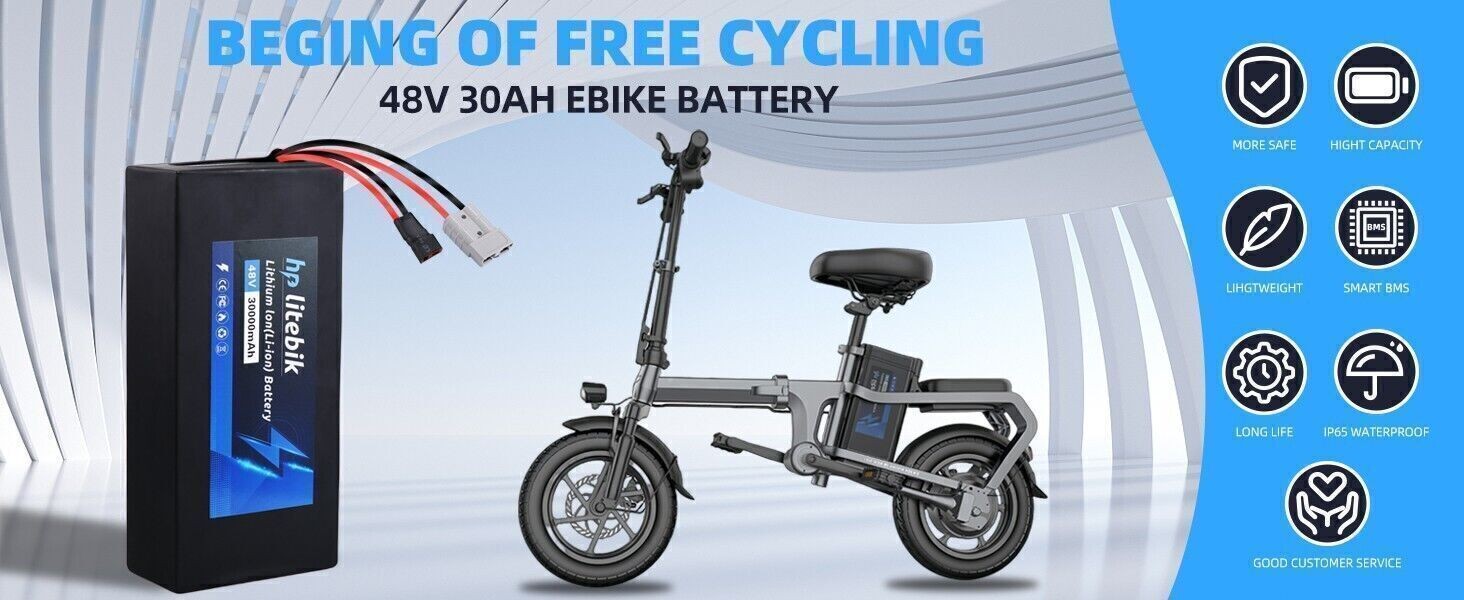 48V 52V 60V 72V 30Ah 20Ah Ebike Battery for Electric Bike Bicycle w/ BMS Li-ion