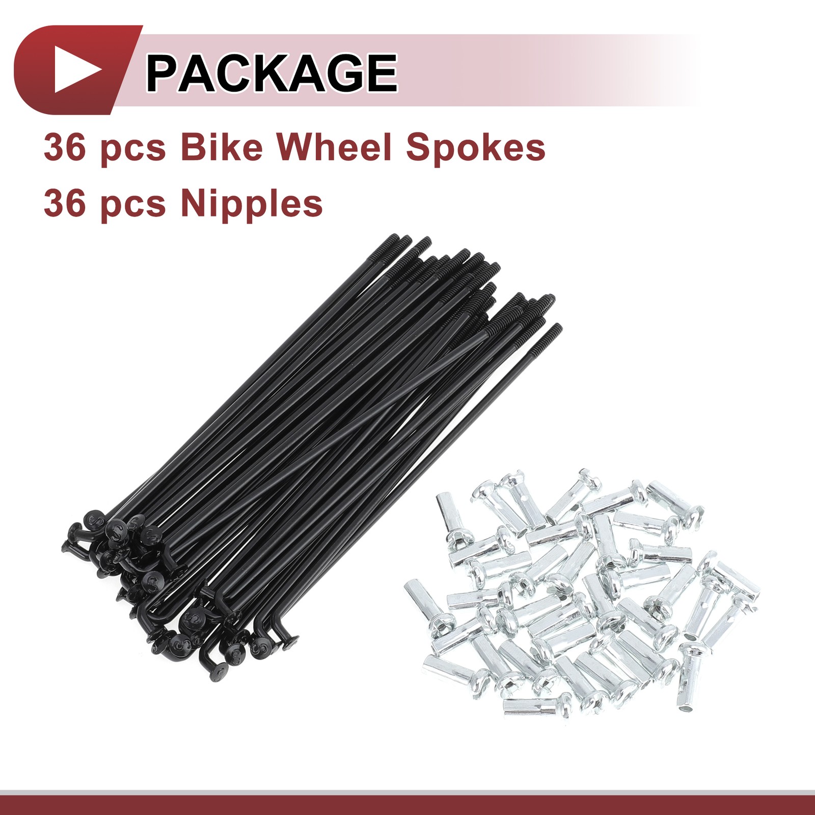 36 Set of Bike Spokes 14G 89mm Wheel Spokes Bike Carbon Steel Black