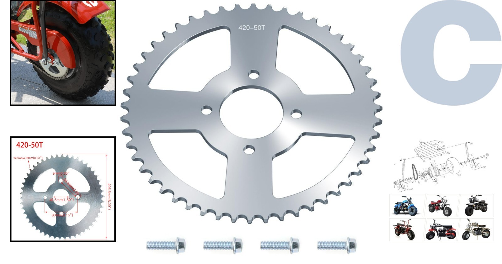 Lightweight 50 Tooth Sprocket Replacement for Coleman Powersports & Baja Warrior