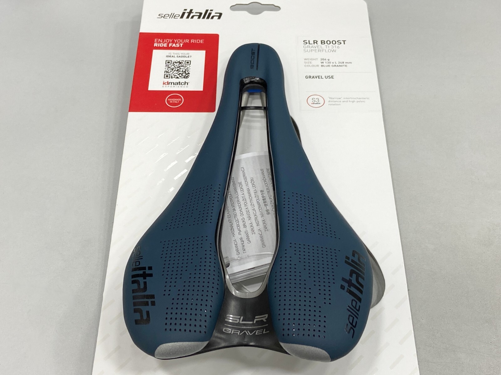 Selle Italia SLR Boost Gravel Ti316 Superflow S3 (130x248mm) Saddle (Blue)