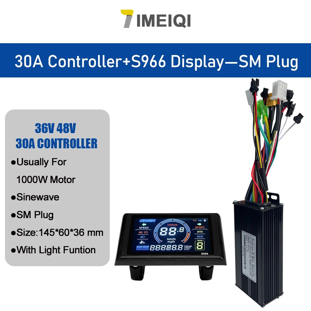 Three-Mode Ebike Sine Wave Controller 36V 48V 17-40A with LCD S866 S966 Display