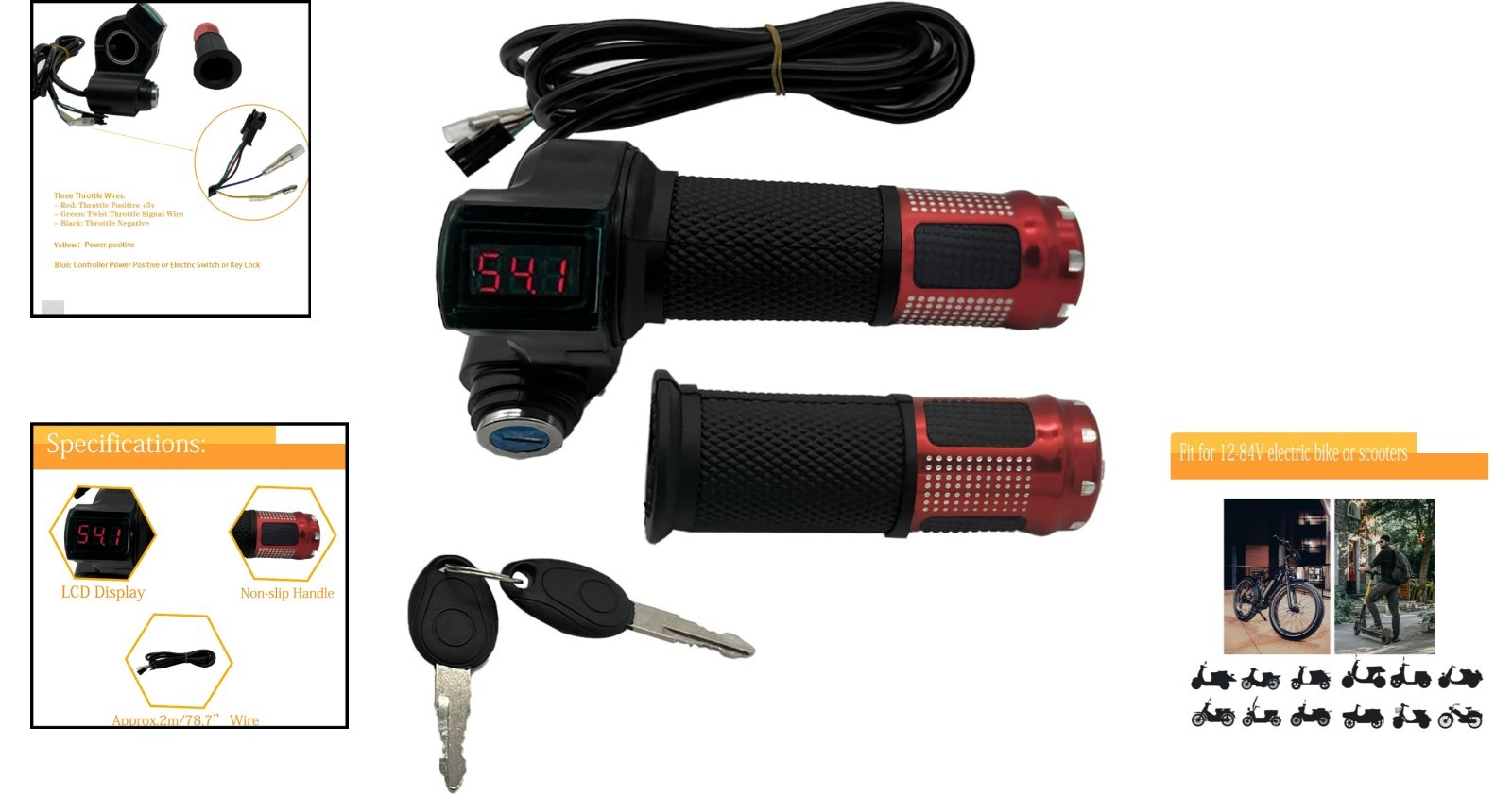 High-Performance Electric Scooter Throttle Grip with Real-Time Battery Indicator