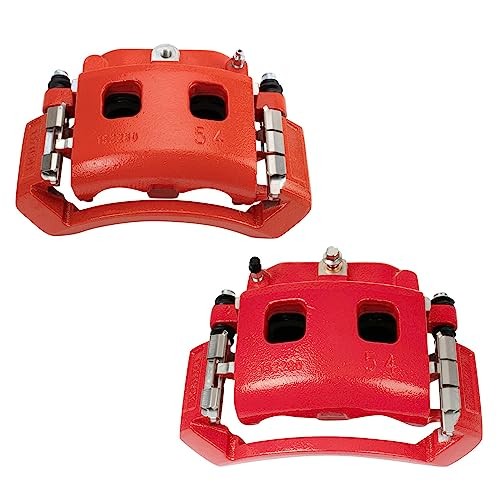Front Brake Caliper Set Painted Red Brackets Compatible with 2002-2005 Dodge