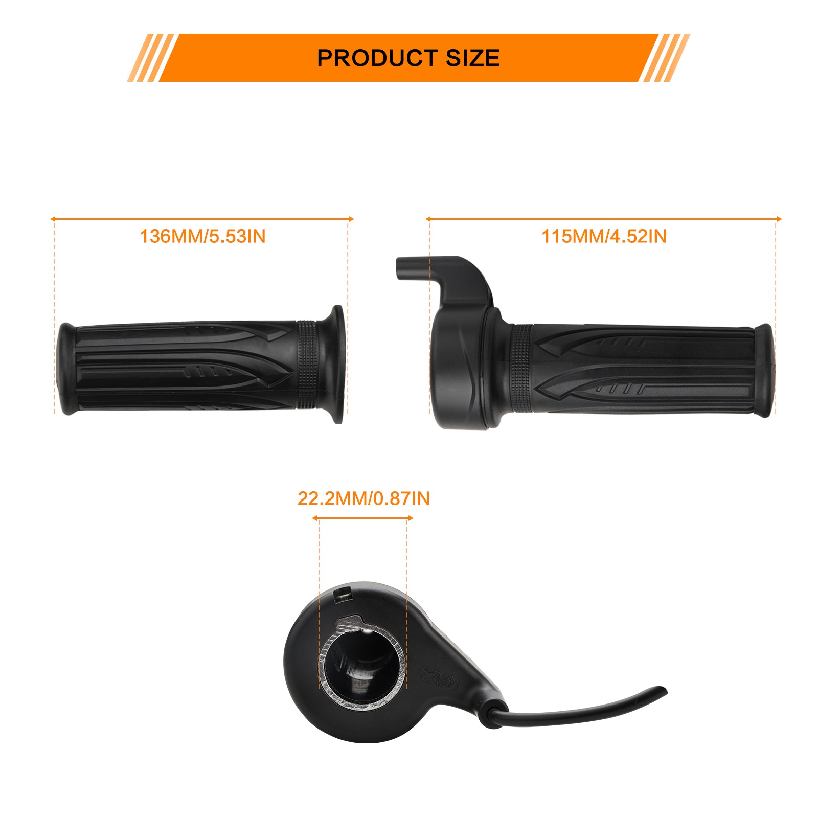 3 Pin Full Twist Throttle Ebike Left Right Hand Grip For Electric Mountain Bike