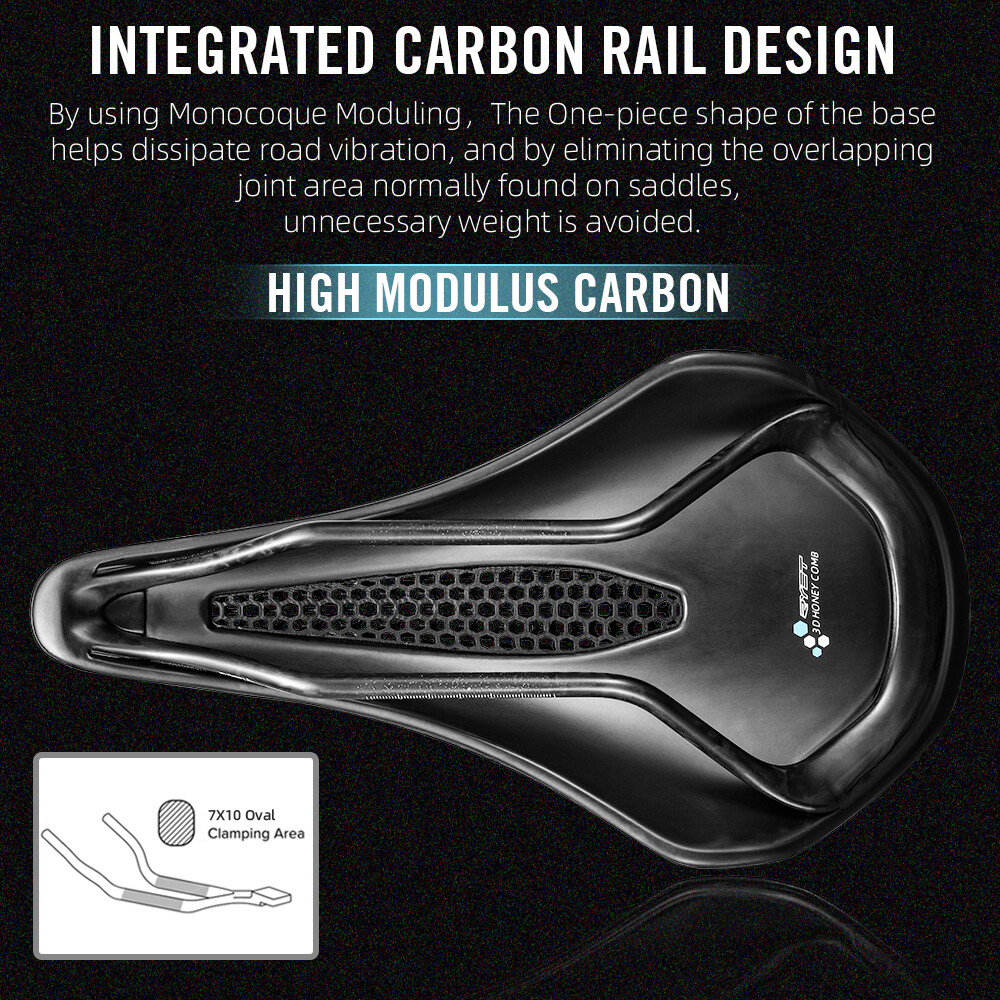 3D Printed Bike Saddle Carbon Fiber Base for Mountain Road Gravel Bicycle 145mm