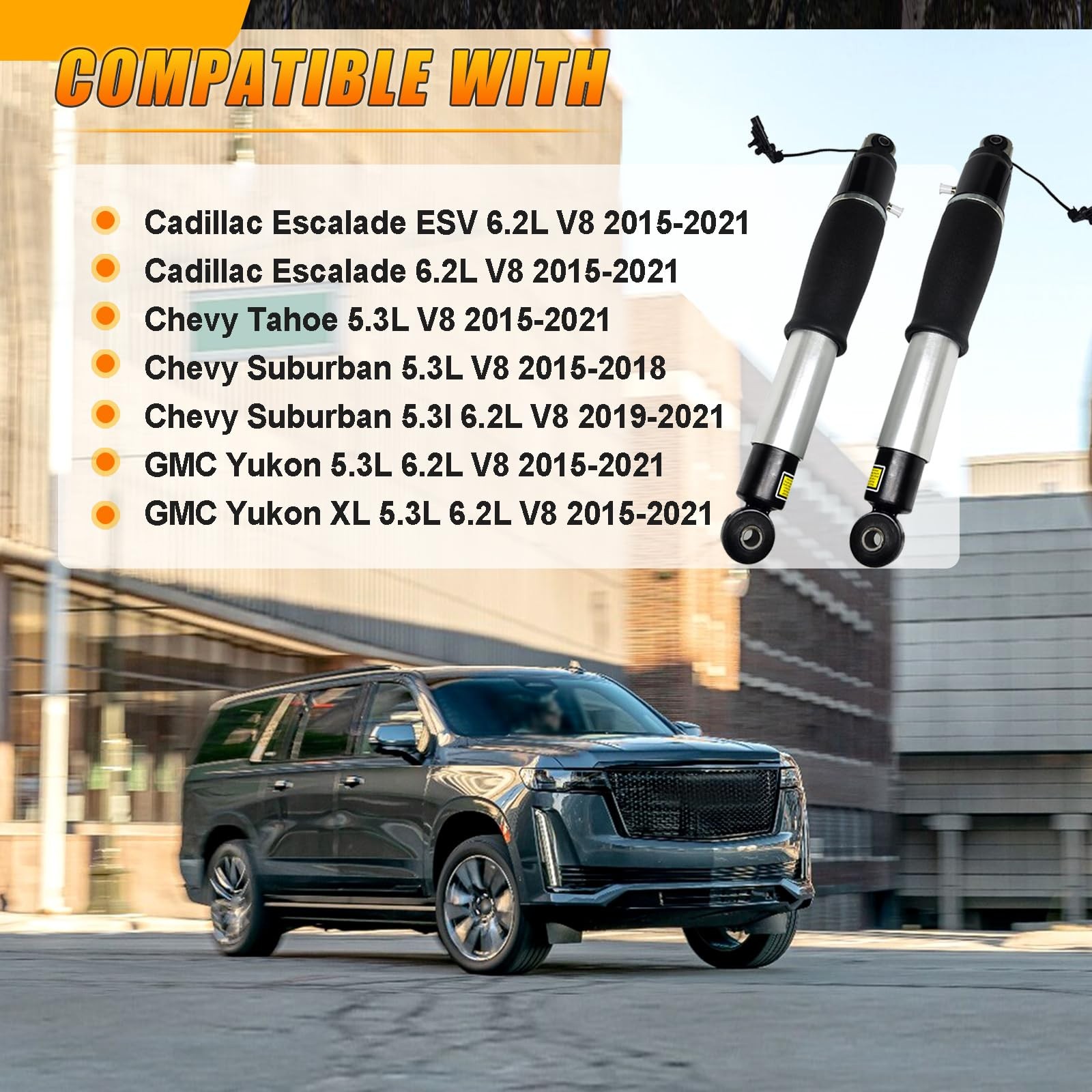 2pcs Rear Air Shock for 2015-2020 Escalade ESV, Tahoe Yukon XL 84176675 23267007