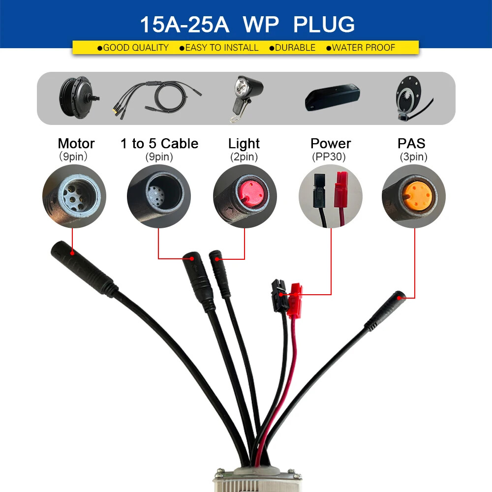 JN Electric Bike 36V 48V Waterproof Brushless Sinewave Controller Conversin Kit