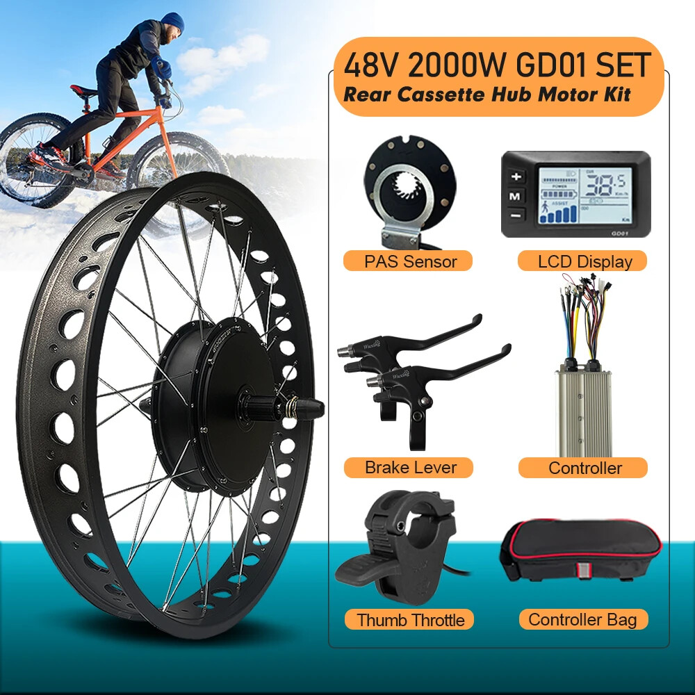 20 24 26inch 48V 2000W E-bike Fat Tire Brushless Rear Cassette Hub Motor Wheel