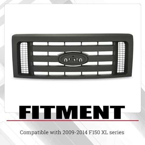 Front Grille Compatible with 2009-2014 Ford F150 XL Model Bumper Painted Black