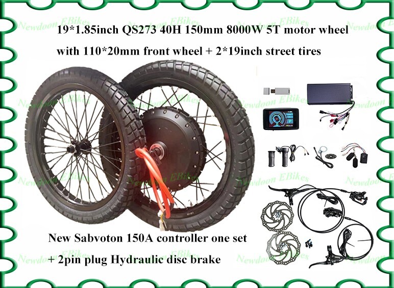 QS 150mm3.5T 8kW 19inch motor wheel+XOD hydraulic brake+sabvoton 150A controller
